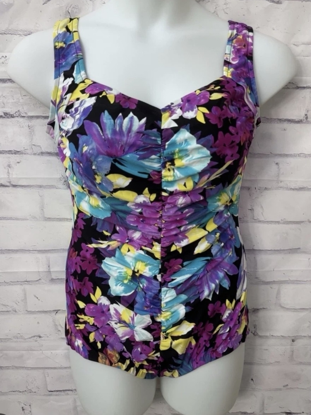 Azul by Maxine of Hollywood floral tummy-control one-piece swimsuit